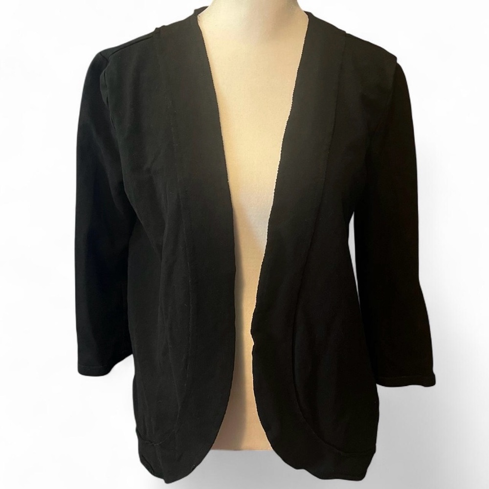 Black 3/4 sleeve cotton cardigan, size small